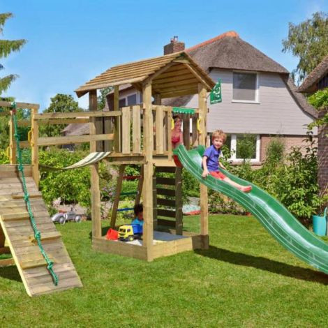 Jungle Gym loc de joaca Turn Cottage cu modul pod Bridge si leagan 